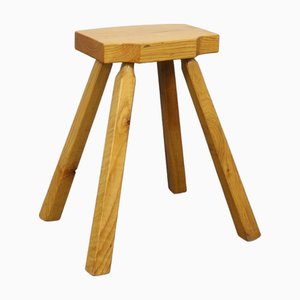 Vintage Low Stool in Wood, 1970s