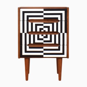 Commode Op-Art Mid-Century en Teck Peint à la Main, Danemark, 1960s