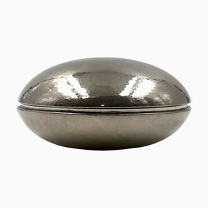 Midcentury Modern Versilberte Handgehämmerte Messingdose von Zanetto Padova, 1970er