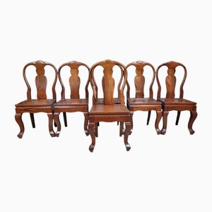 Vintage Asian Chairs in Exotic Wood, 1940, Set of 6