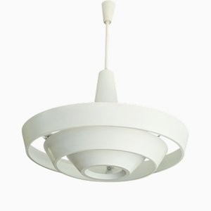 Lámpara colgante danesa de metal blanco de Regent, años 60