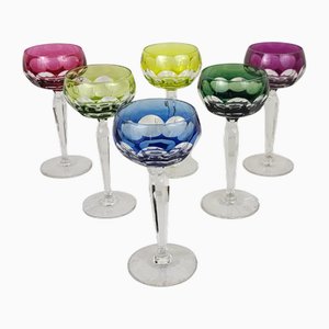 Crystal Colored Wine Glasses from Val Saint Lambert, 1960s, Set of 6