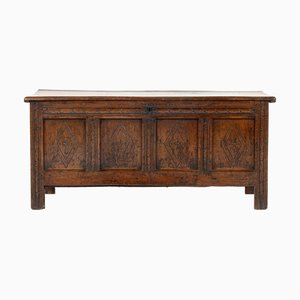 Coffre en Chêne Sculpté, Angleterre, 17ème Siècle
