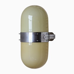 Midcentury Modern Italian Wall Lamp in Chrome and Yellow Opaline Glass, 1970s