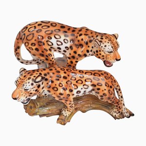 Large Italian Ceramic Leopard Statue from Ceramiche Boxer, 1990s