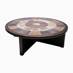 Coffee Table with Oak Frame and Ceramic Tiles by Tue Poulsen for Haslev Møbelsnedkeri Denmark, 1975
