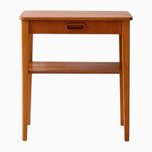 Scandinavian Teak Nightstand with Shelf, 1950s
