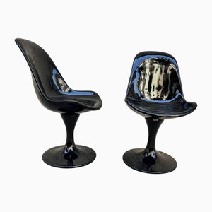 Set of Vintage Black Armchairs, 1950s