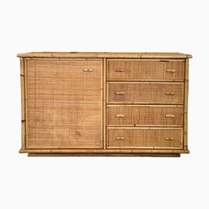 Vintage Sideboard in Wicker and Bamboo, 1970s