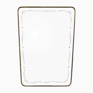 Etched Glass Mirror with Stars and Ribbons attributed to Gio Ponti, 1949