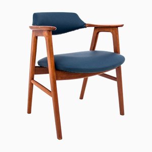 Poltrona in pelle e teak, Danimarca, anni '60