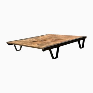 Mesa de centro Palette industrial vintage de madera y acero, años 40