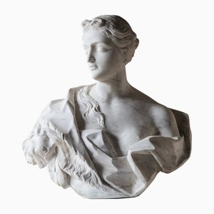 Large Bust of Omphale with Hercules' Lion Skin, Amsterdam, 1740s, Marble