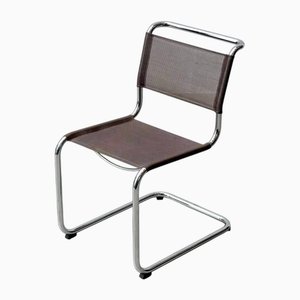 S33 Cantilever Chair with Brown Mesh by Mart Stam and Marcel Breuer for Thonet