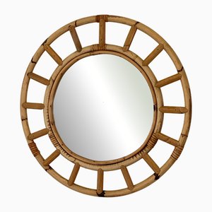 Miroir Rond en Bambou, 1970s