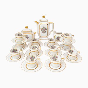 Servicio de café francés de porcelana de Limoges Bernardaud, 1920. Juego de 27