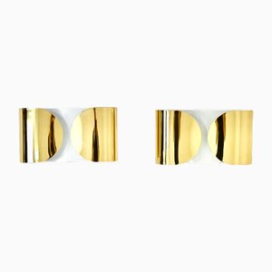 Golden Foglio Sconces attributed to Tobia & Afra Scarpa for Flos, 1960s, Set of 2