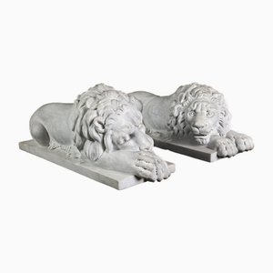 Danilo Cervietti after Canova, Lions, Late 20th Century, Marble, Set of 2