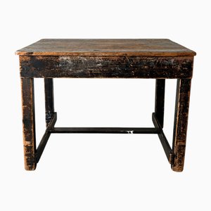Primitive Ebonised Rustic Side Table in Stained Pine, 1700s