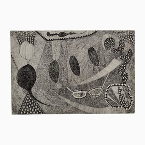 Gala Barbisan, Surrealistische Komposition, 1967, Tinte auf Papier