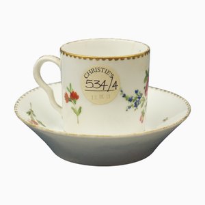 Antique Porcelain Coffee Cup and Saucer from Meissen Porcelain, Set of 2