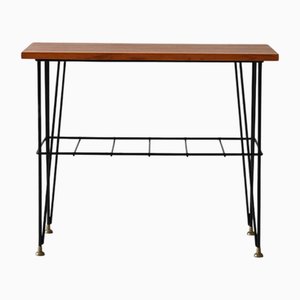 Vintage Scandinavian Bedside Table in Wood and Metal, 1950s
