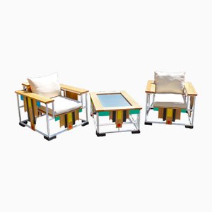 Armchairs and Table, Set of 3
