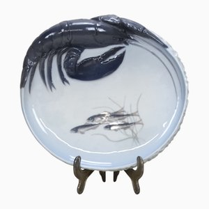 Art Deco Porzellan Taschenleerer mit Hummer und Fisch von Erik Nielsen für Royal Copenhagen, 1940er
