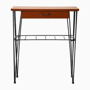 Vintage Scandinavian Bedside Table in Teak and Iron, 1950s