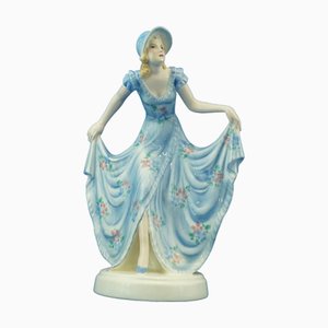 19th Century Ceramic Sculpture of Lady by Stephan Dakon for Goldscheider, Austria, 1940s