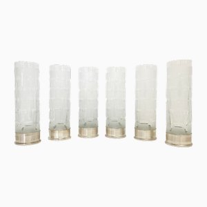 Bohemian Ground Crystal and Silver Drinking Glasses, 1970s, Set of 6
