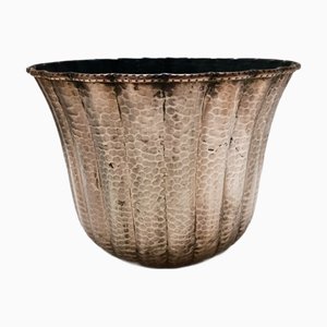 Round Embossed Copper Vase in the style of Egidio Casagrande, 1950s