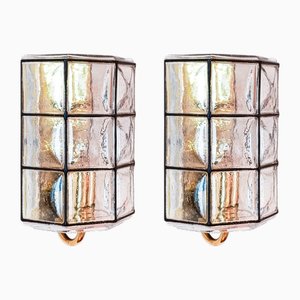 German Brutalist Limburg Crystal Wall Lights from Glashütte Limburg, 1970s, Set of 2
