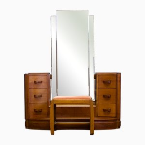 Vintage Art Deco Dressing Table in Oak, 1930s