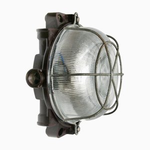 Vintage Industrial Bakelite and Holophane Glass Sconce