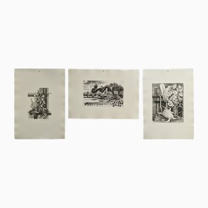 Lino Bianchi Barriviera, Compositions, 1970s, Engravings, Set of 3