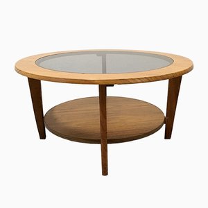 Runder Dänischer Vintage Couchtisch mit Glas, 1960er