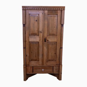Late 19th Century Pine Corner Cabinet with Drawer, 1899