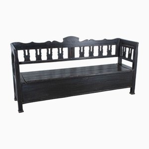 Banc Box Antique en Pin Peint, 1895