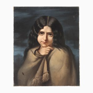 Porträt eines jungen Mädchens, 1800er, Öl auf Leinwand