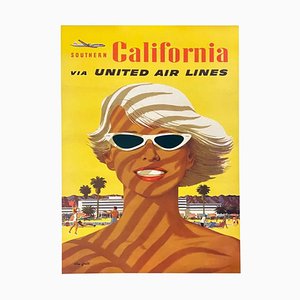 Affiche United Airlines Californie, 1950