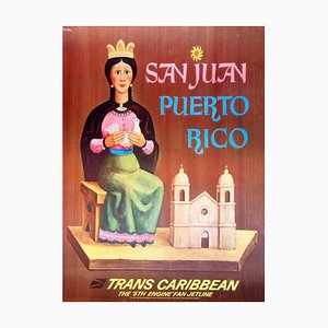 San Juan Puerto Rico Trans Caribbean Airways Poster, 1964
