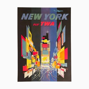 Affiche New York par David Klein pour TWA, 1960