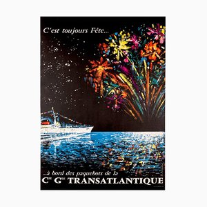 Poster by Rene Bouvard for Cie Gle Transatlantique, 1949