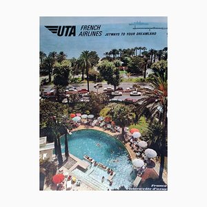 Uta French Airlines Riviera Cote Dazur Poster, 1967