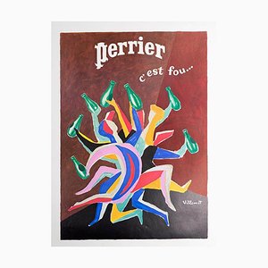 Poster C'est Fou di Bernard Villemot per Perrier, 1979