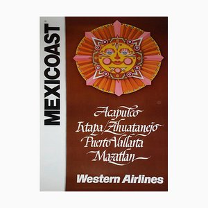 Mexico Coast Poster from Western Airlines, 1980