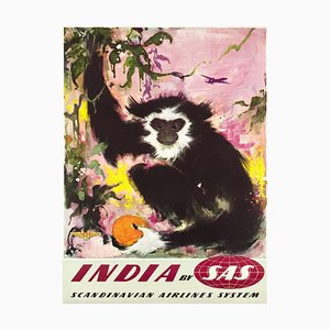 India Poster from SAS Scandinavian Airlines System, 1955