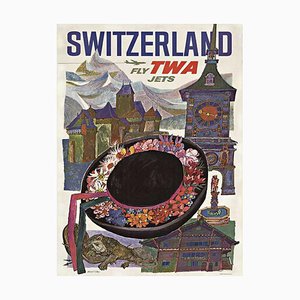 Switzerland Poster by David Klein for TWA, 1960