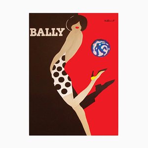 Kick Poster by Bernard Villemot for Bally, 1979